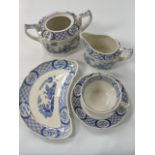 A collection of blue and white china items including some mason's in old Chelsea pattern
