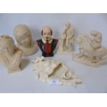 Goss china items to include a Blanc-De-chine, Bust of Queen Victoria, Bust of Shakespeare 6 pieces
