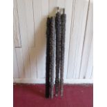 4 Antique carved wooden posts