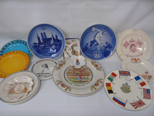 Assorted commemorative plates and dishes