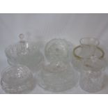 A collection of glassware items comprising bowls, dishes etc