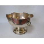 A Silver plated bowl with lion's mask handles to either side approx 10" diameter