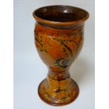 Pottery vase depicting animals of the sea  approx height 12"