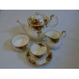 A Royal Albert 4 place tea service in Old Country Roses pattern