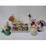 Assorted USSR figures including a 3 piece cruet set