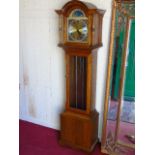 Reproduction oak grandmother clock with Westminster chime and moon phase dial