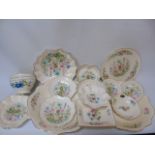 Assorted Aynsley dishes in various patterns and sizes