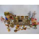 Collection of oriental miniatures, Capodimonte flower and other items