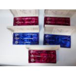5 Boxed Eric White studio glass sets of 3 cocktail stirrers