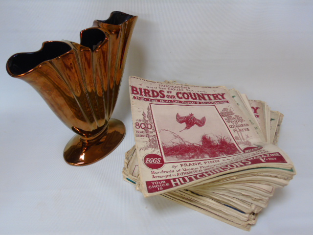 Beswick fan shaped vase plus vintage "Birds of Our Country" magazines