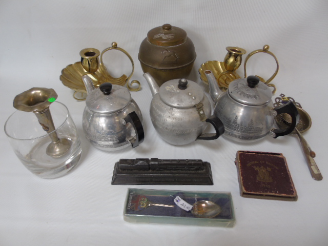 A collection of commemorative metal ware items including pieces for the British Empire Exhibition