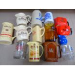 14 various advertising pub water jugs