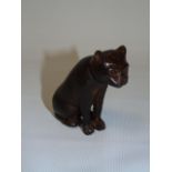 Bronzed metal figure of a cat approx 4" tall