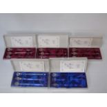 5 boxed sets of Eric White studio glass cocktail stirrers