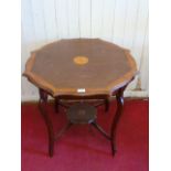 Inlaid Edwardian mahogany occasional 2 tier table