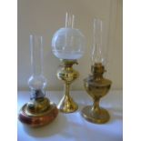 3 Brass and copper oil lamps
