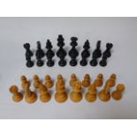 Set of wooden chess pieces