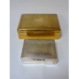 2 cigarette boxes one silver plated and the other in brass