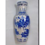 Large blue and white vase, hight approx 24"
