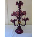 A 7 branch purple glass epergne