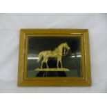 Framed and glazed guilded 3D plaque of a horse