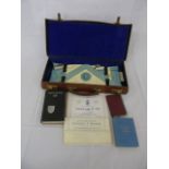 Leather masonic case with apron, books etc.