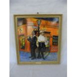 Original gilt framed oil on board of jazz players signed E.L Frosh