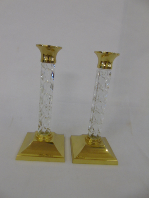 Pair of Waterford crystal candlesticks. approx height 11"