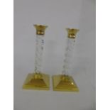 Pair of Waterford crystal candlesticks. approx height 11"