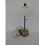 Converted brass lamp and an extra shade