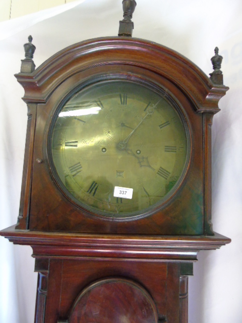 Antique mahogany long case clock with 8 day movement, brass dial engraved William Lunan Aberdeen