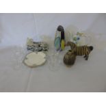 2 China animal figures, vases, plates, dishes etc