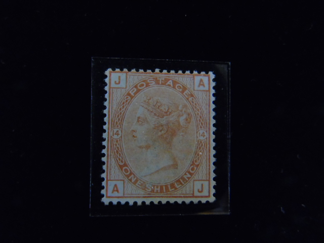 SG 163  1/- Orange-Brown P1 14.  Nice mint copy with large part o.g