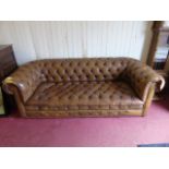 Brown leather chesterfield sofa for restoration