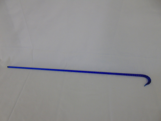 Blue twisted glass walking stick.