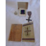 Vintage military drining licence and cap badge and the Monte Cassino medal and paperwork. No 37663