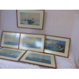 Set of 6 framed and glazed ship prints