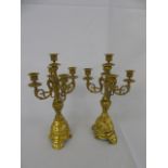 Pr of guilded 5 branch candelabra.  Approx 17" high.