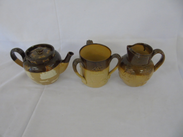 Royal Doulton harvest ware tea pot plus 2 unmarked harvest ware items