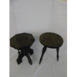 2 Eastern carved tables 1 round 1 octogonal