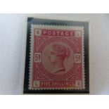 SG 180   5/- Rose (L-E).  Fine m.m copy with full perfs and lovely fresh colour.