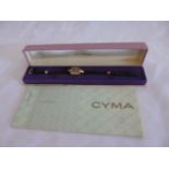Boxed laides Cyma wrist watch with leather strap and original papers