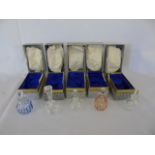 5 Boxed Eric White studio glass perfume bottles