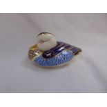 Royal Crown Derby duck with gold stopper