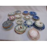 Collection of small cabinet plates and saucers including various blue and white examples
