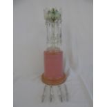 Victorian cut glass lustre vase on guilded pink glass base