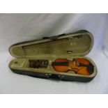 Cased half size violin and bow