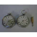 2 Vintage silver cased pocket watches and 1 key