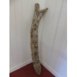 Large tribal carving depicting animals and faces approx.. 3'9" tall