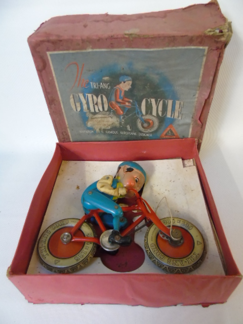 Boxed vintage Tri-ang Gyro-cycle